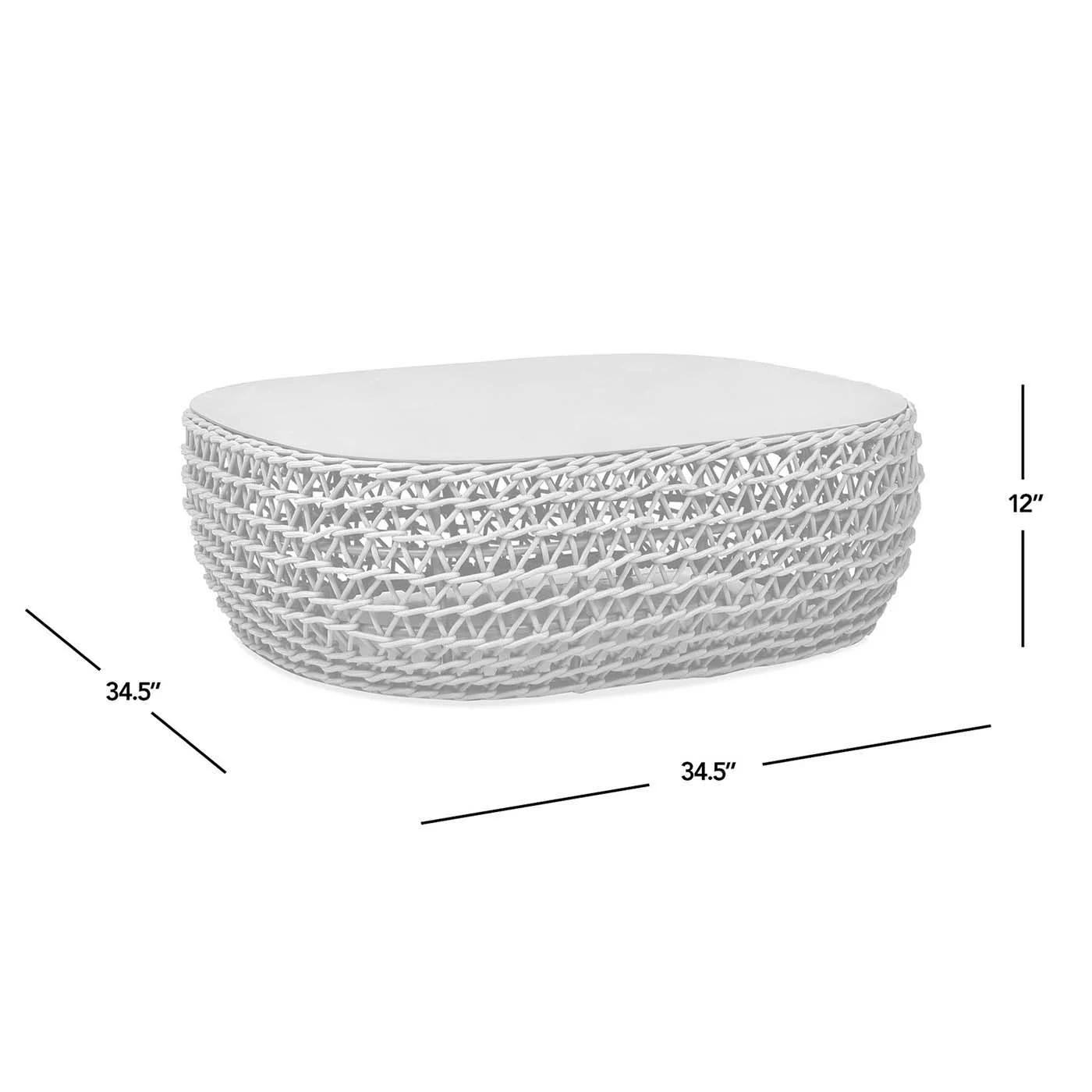 Willow - Oval Woven Patio Coffee Table, Wicker Frame - Image 14