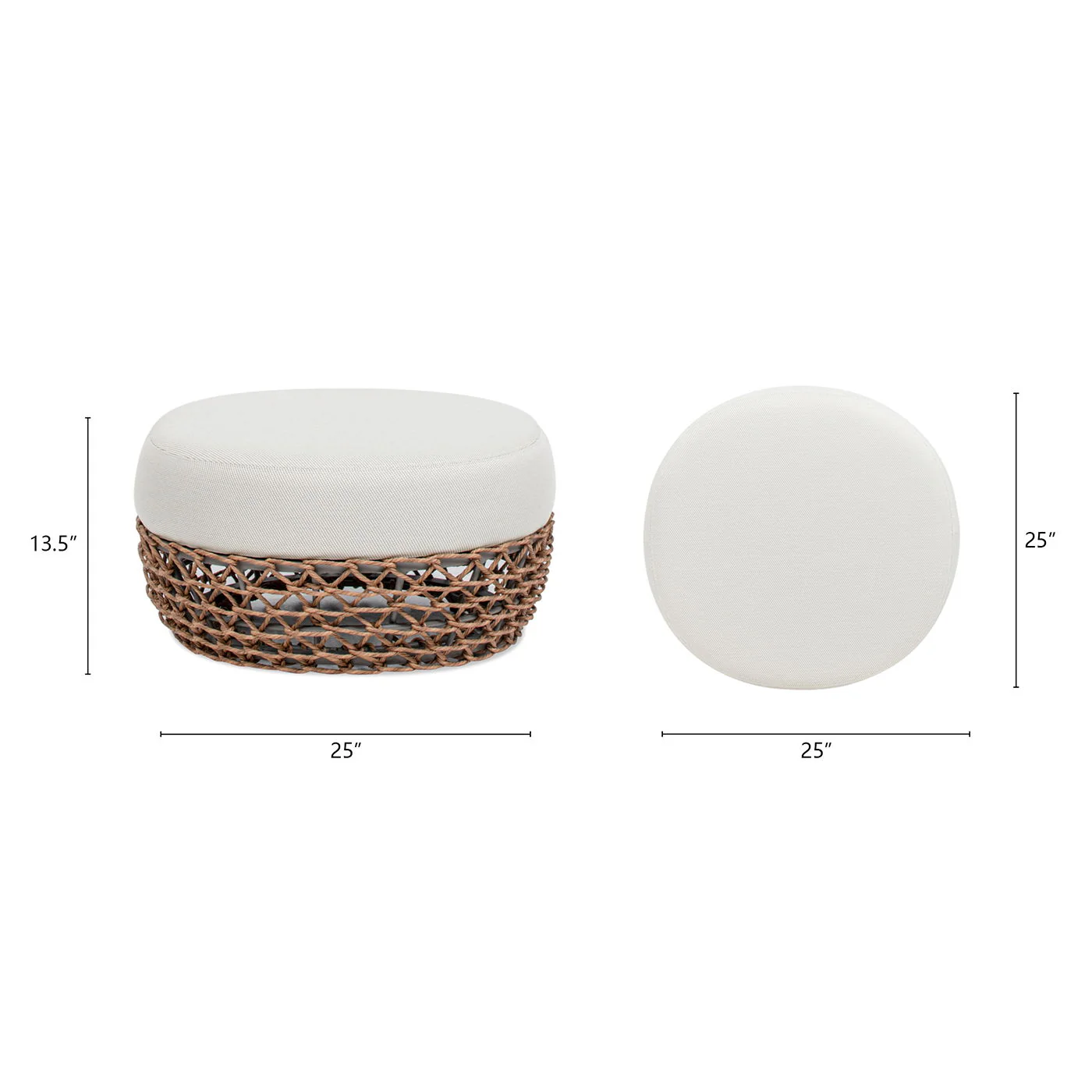 Willow - Round Upholstered Patio Ottoman - Image 11