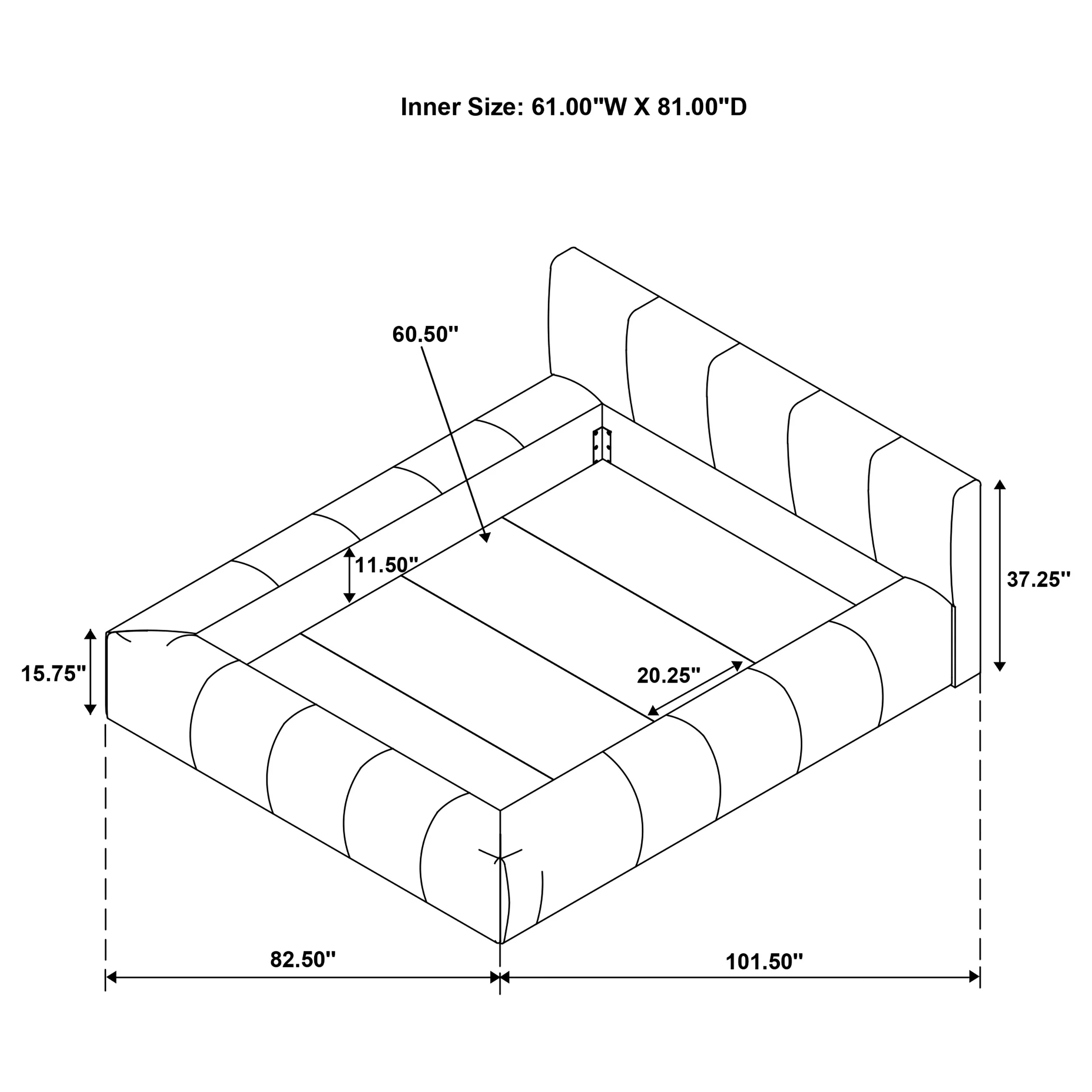 Wilshire Upholstered Platform Bed Grey - Image 14