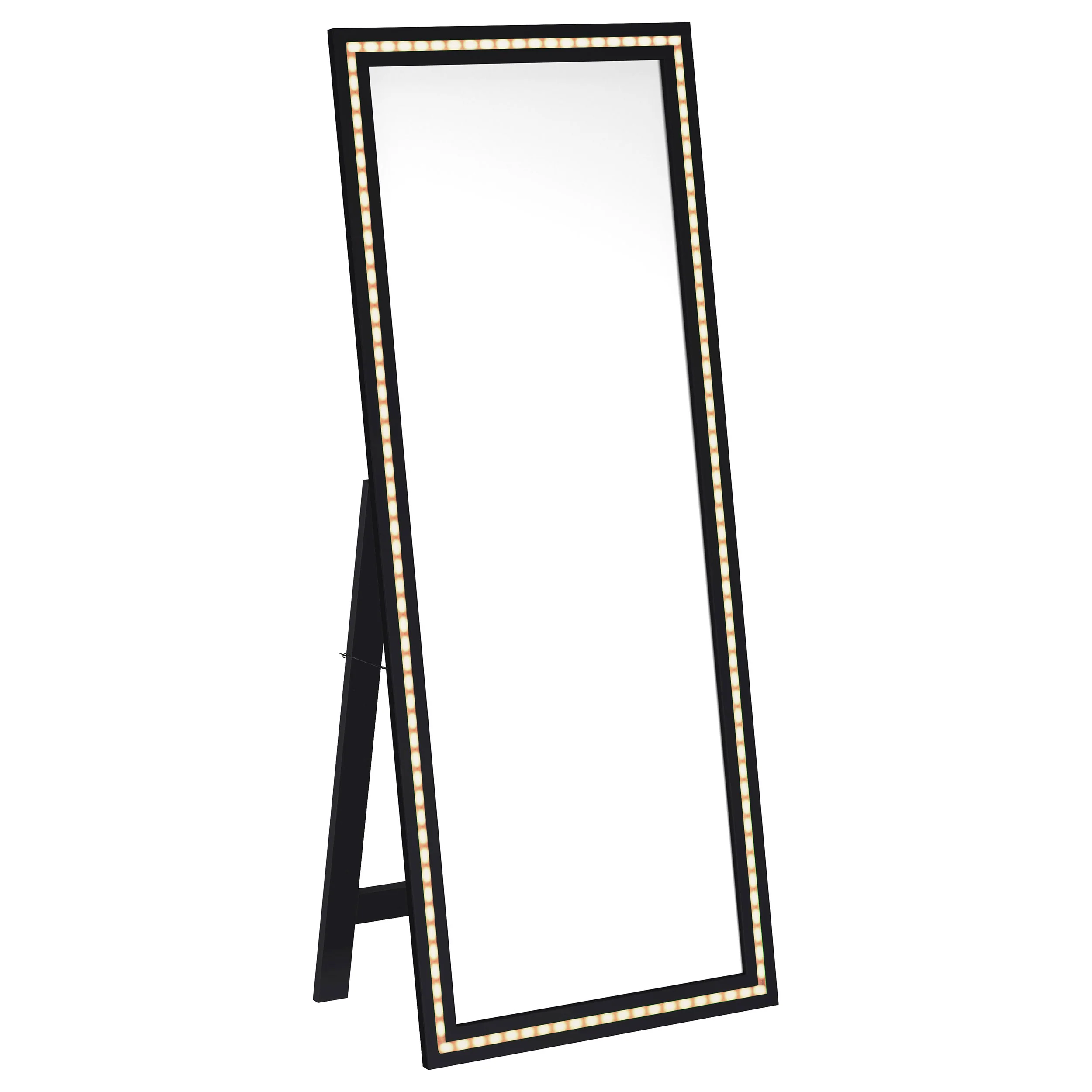 Windrose 28 x 67 Inch Tempered LED Standing Mirror Black - Image 5