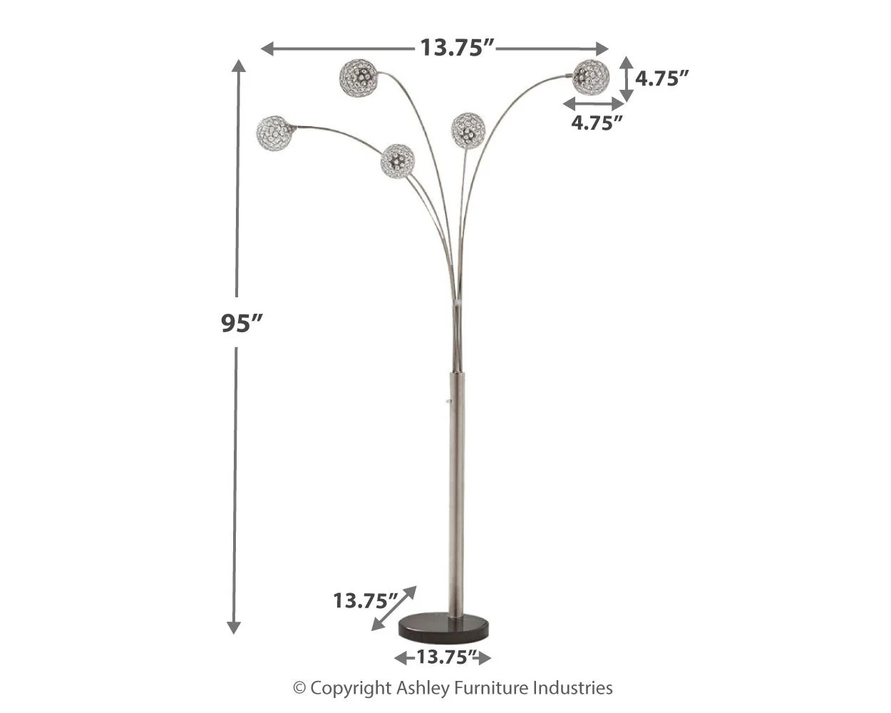 Winter - Metal Arc Lamp  - Silver Finish - Image 5