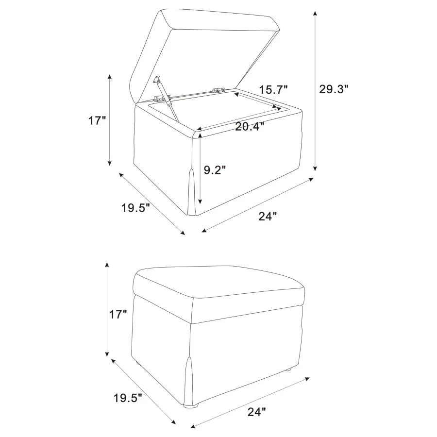 Winter - Upholstered Hydraulic Lift Top Storage Ottoman - Image 22