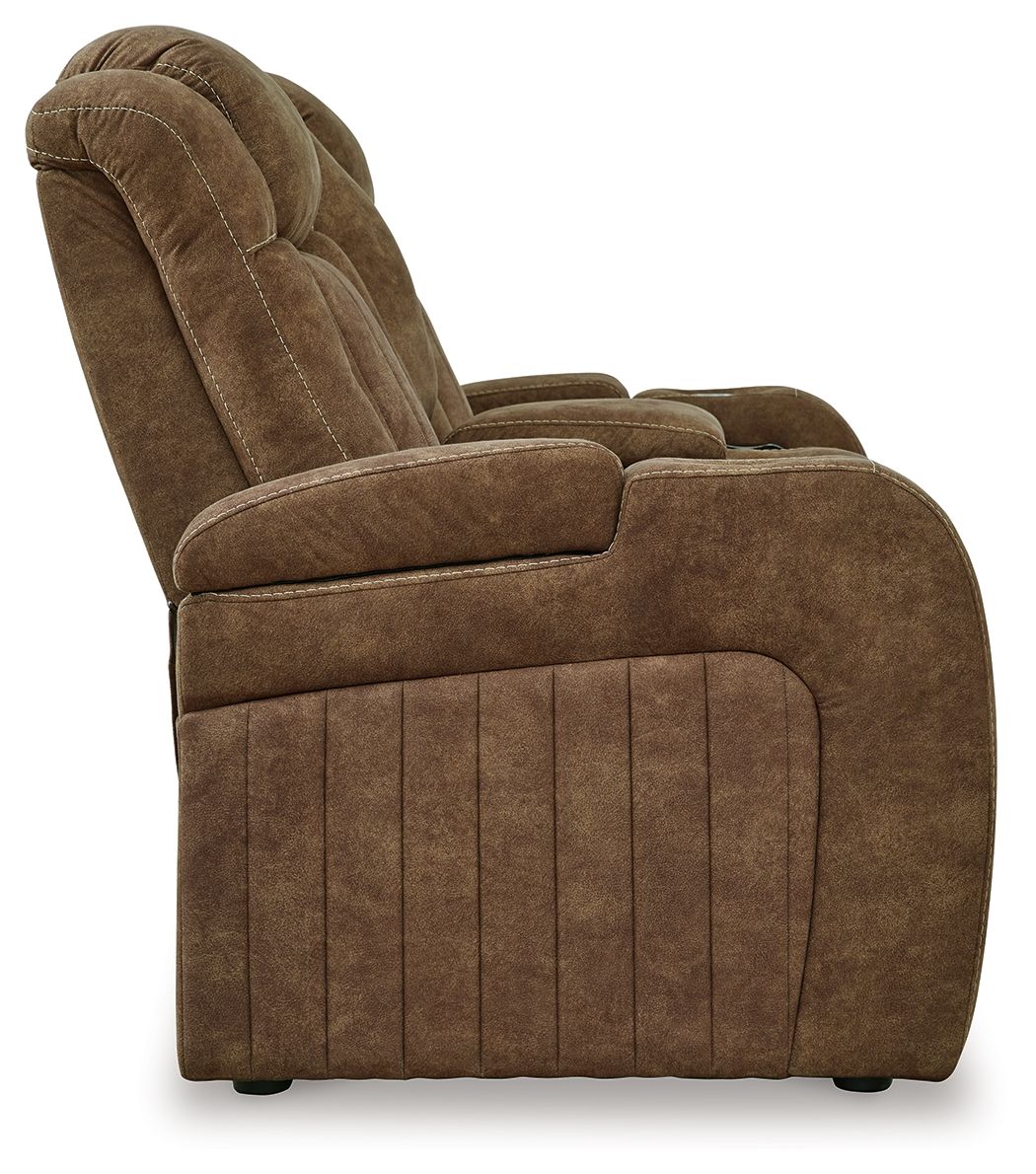Wolfridge - 2 Pc. - Power Reclining Sofa, Power Reclining Loveseat With Console - Brindle - Image 10