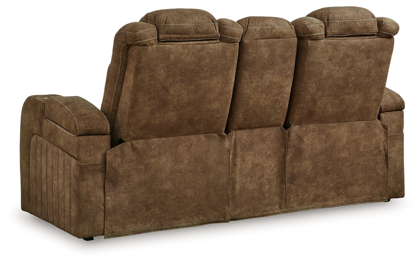Wolfridge - 2 Pc. - Power Reclining Sofa, Power Reclining Loveseat With Console - Brindle - Image 7
