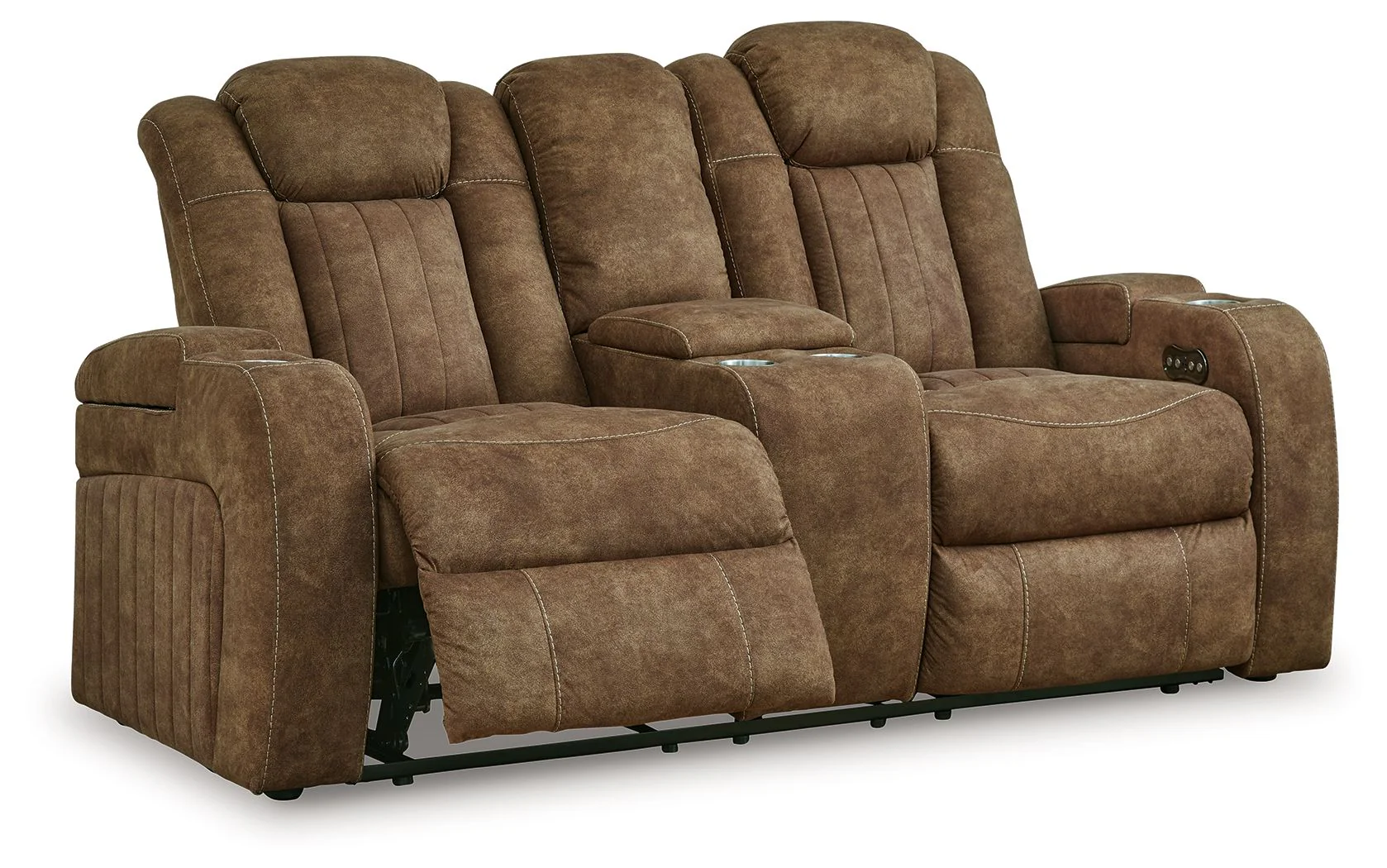 Wolfridge - 2 Pc. - Power Reclining Sofa, Power Reclining Loveseat With Console - Brindle - Image 9