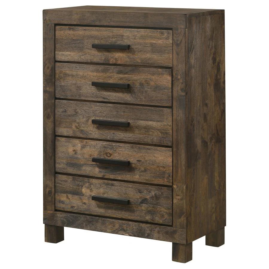 Woodmont - 5-Drawer Bedroom Chest - Rustic Golden Brown - Image 4