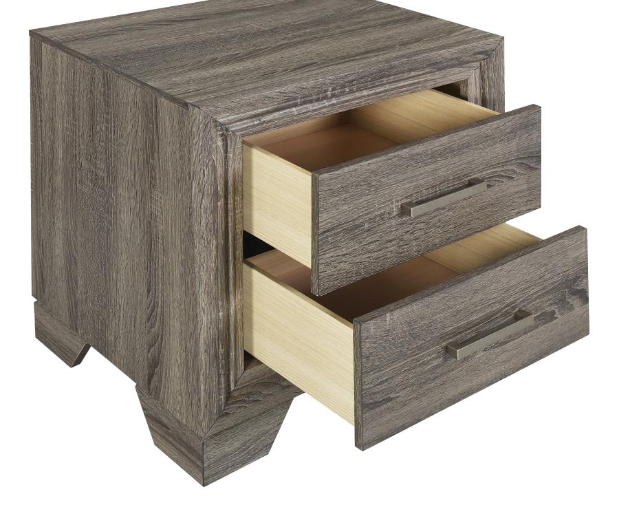 Wright - 2-Drawer Nightstand Bedside Table - Brown Oak - Image 10