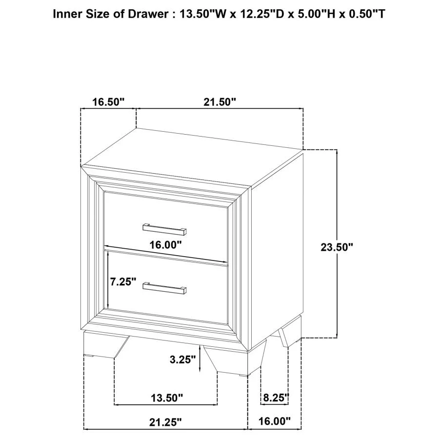 Wright - 2-Drawer Nightstand Bedside Table - Brown Oak - Image 14