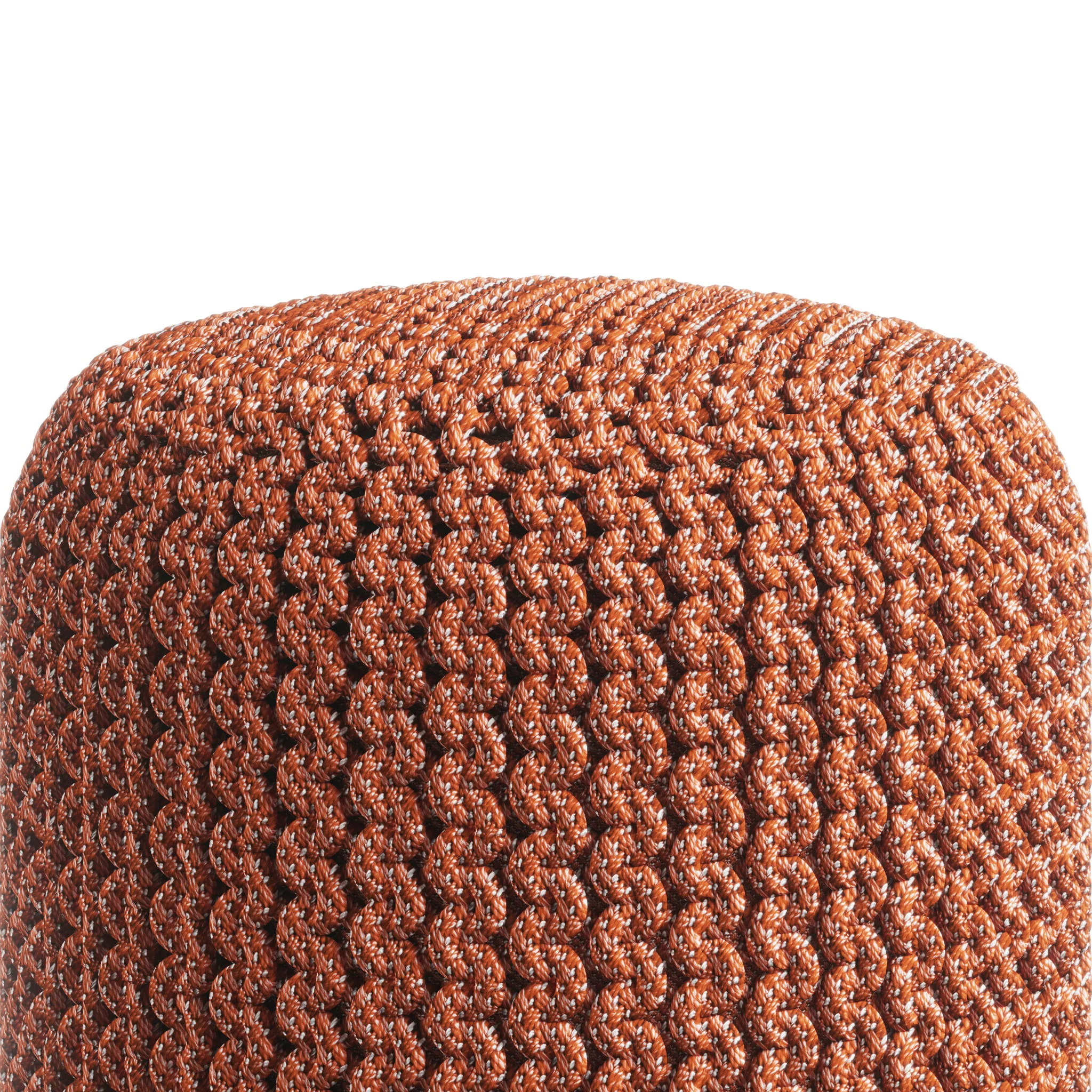 Wynne - Round Knitted Outdoor / Indoor Pouf - Orange - Image 2