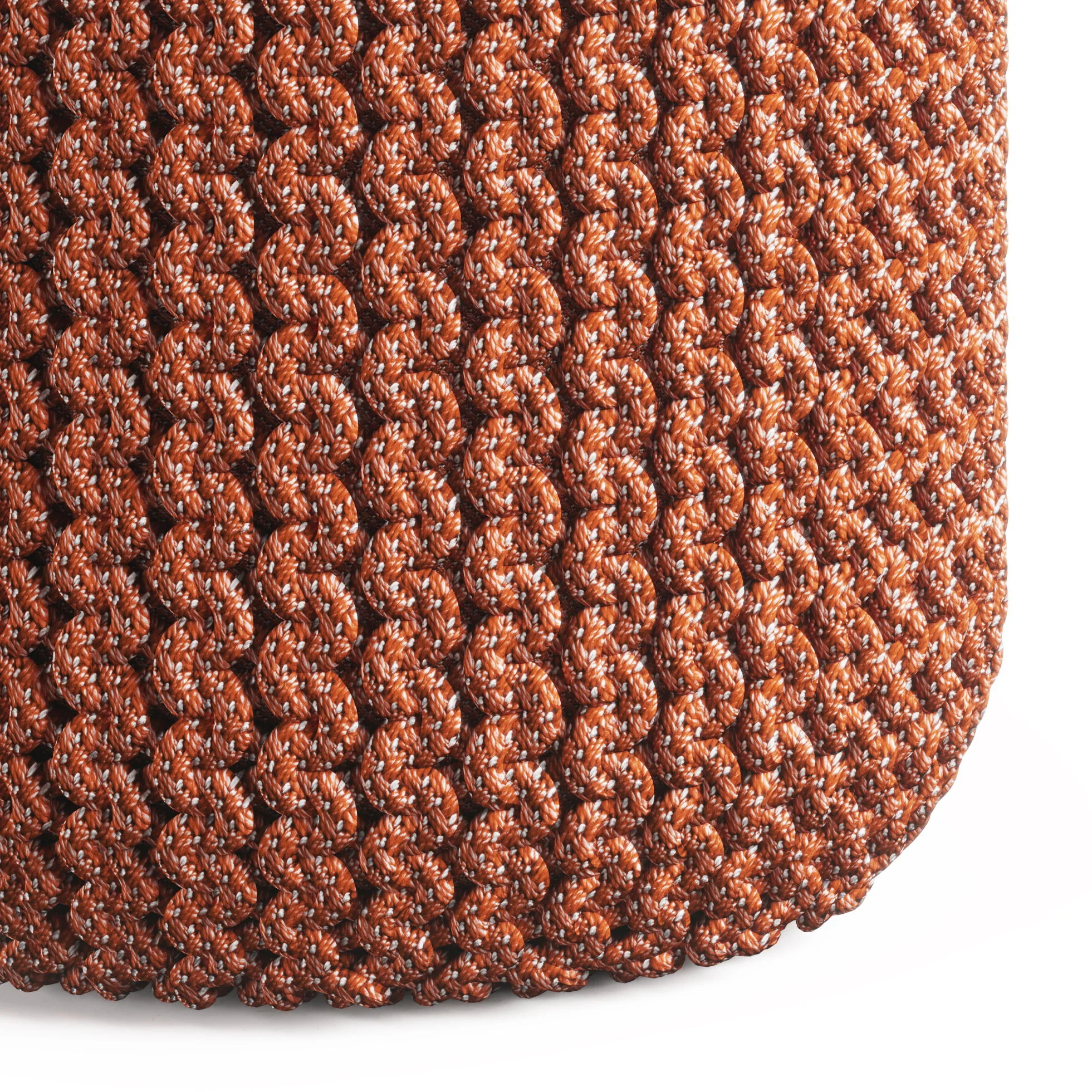 Wynne - Round Knitted Outdoor / Indoor Pouf - Orange - Image 5