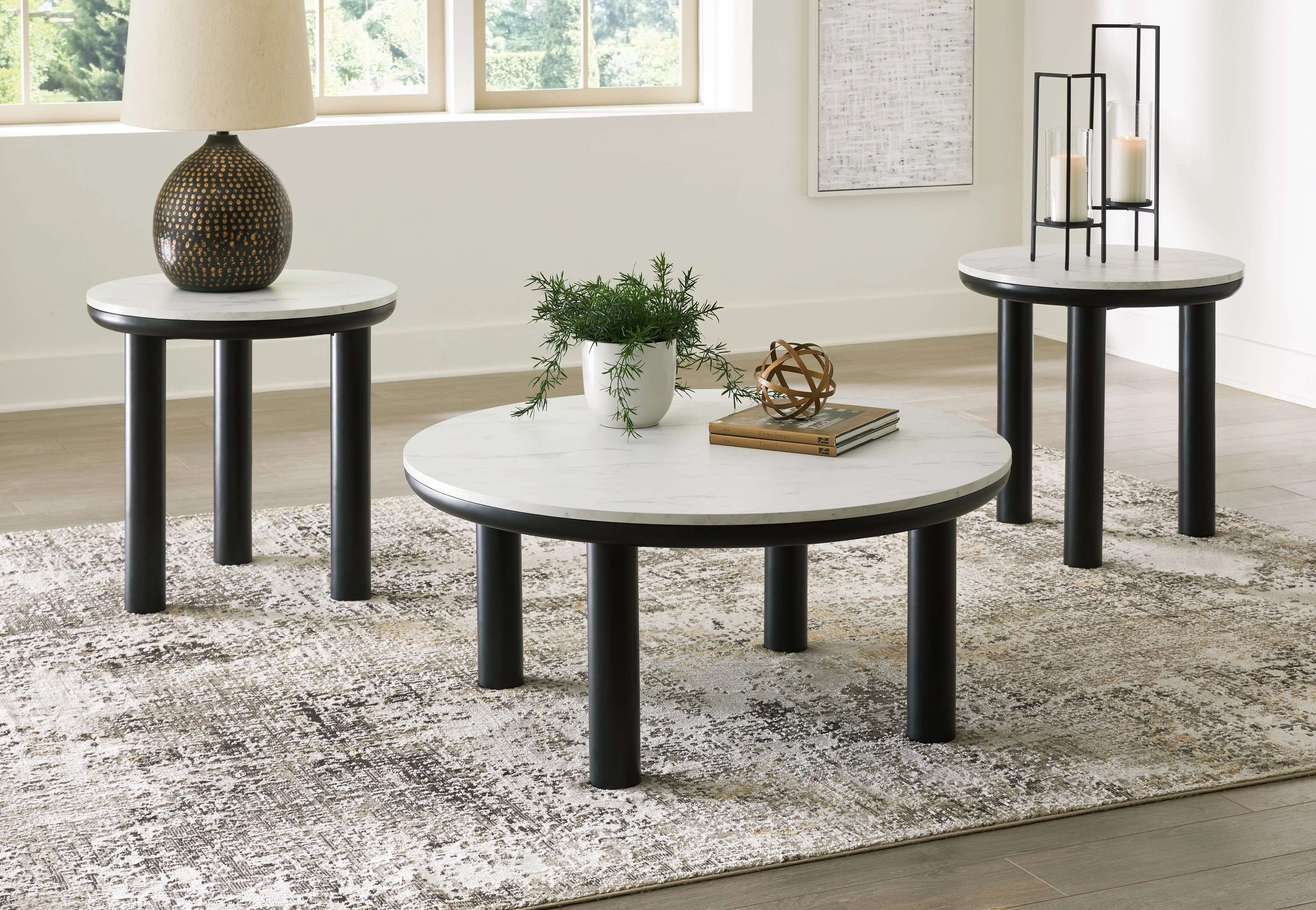 Xandrum - Occasional Table Set (Set of 3) - Black / White - Image 3
