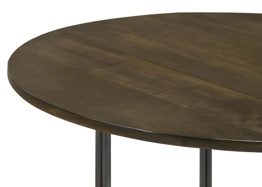 Yaritza - Round Mango Wood Coffee Table - Natural And Gunmetal - Image 5