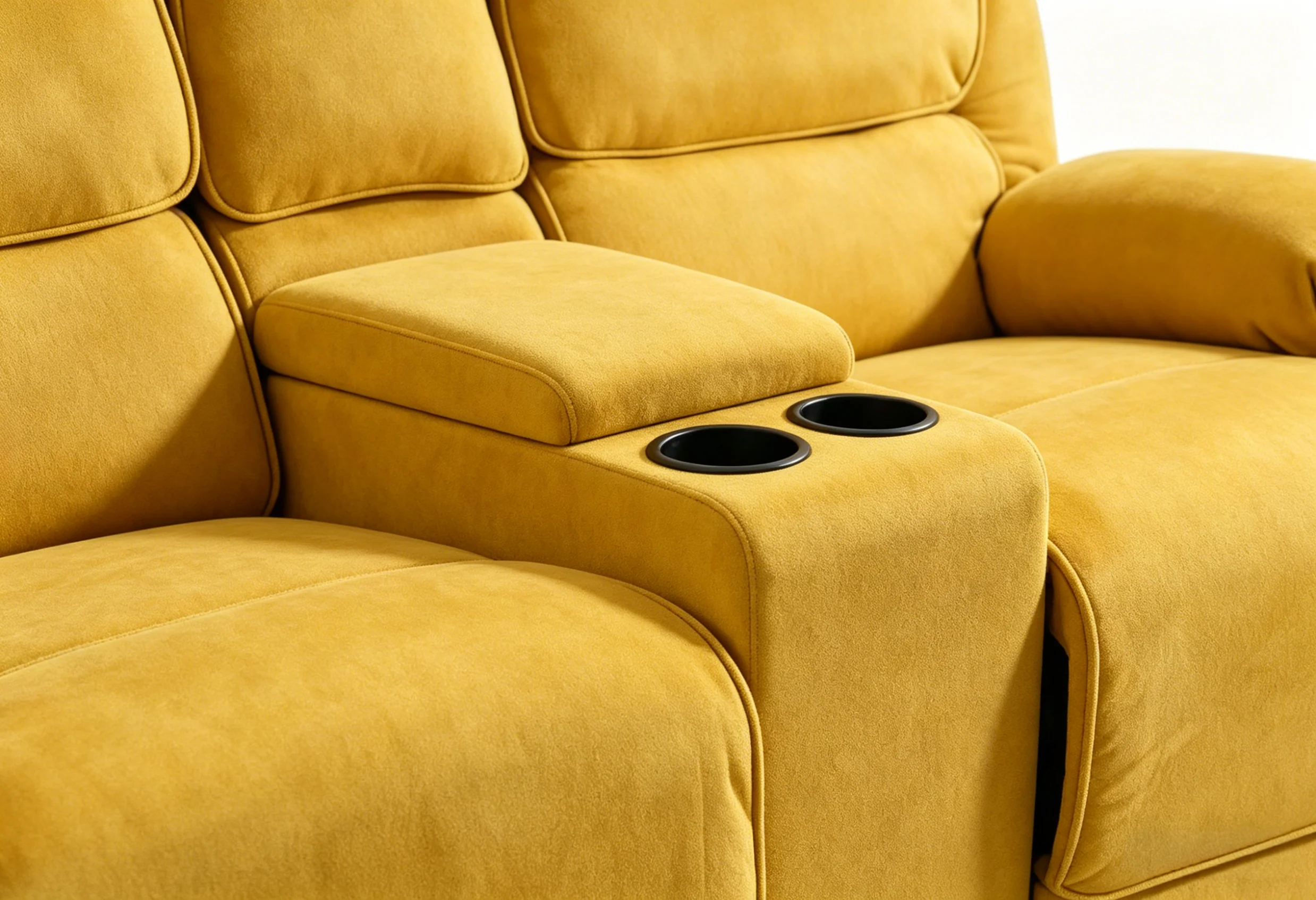 Yellow Manual Reclining Sofa & Loveseat Set with Storage Console and Cup Holders - Image 5