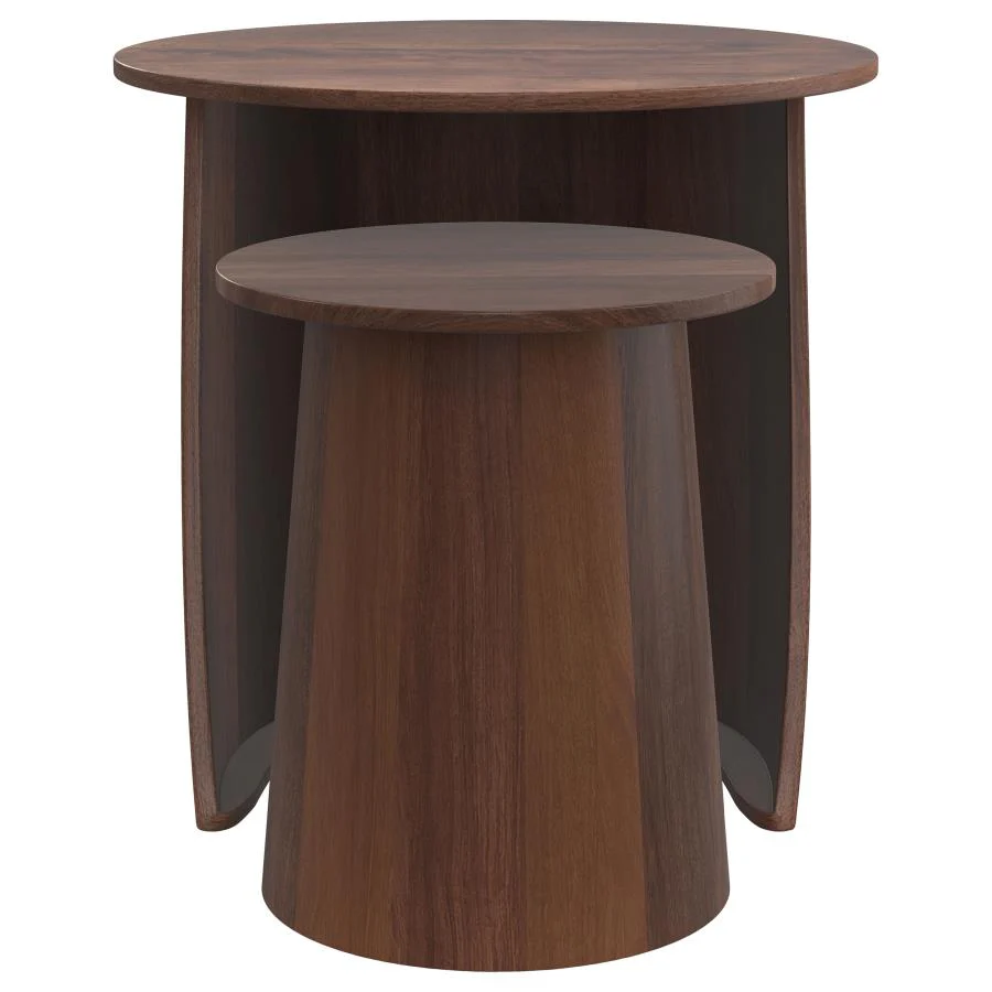 Yency - 2 Piece Round - Mango Wood Nesting Table Set - Dark Brown - Image 3