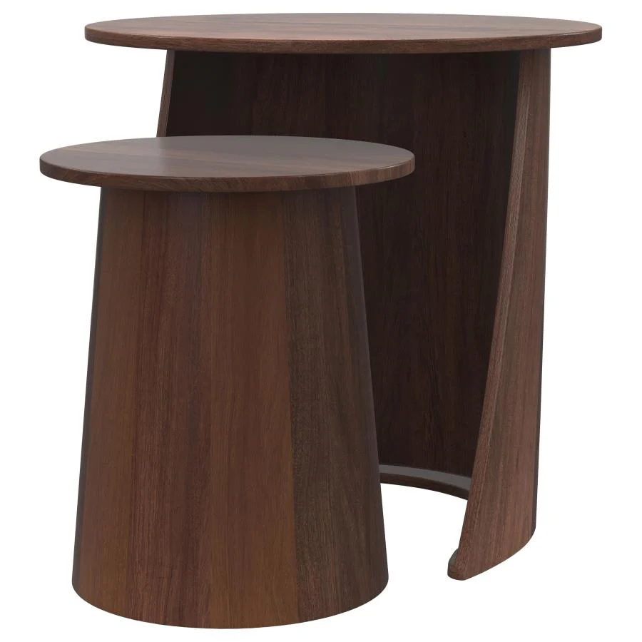Yency - 2 Piece Round - Mango Wood Nesting Table Set - Dark Brown - Image 4