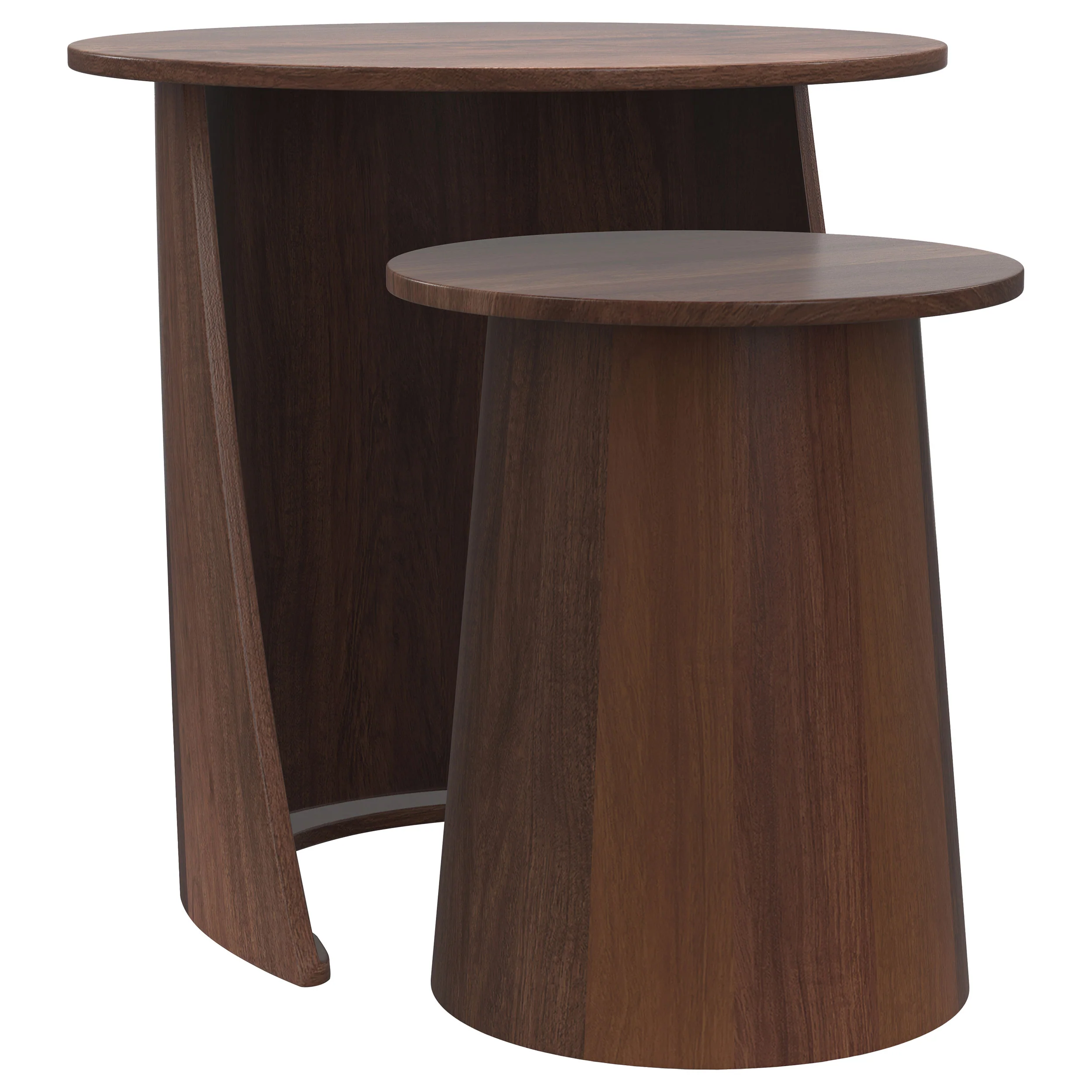 Yency - 2 Piece Round - Mango Wood Nesting Table Set - Dark Brown - Image 7