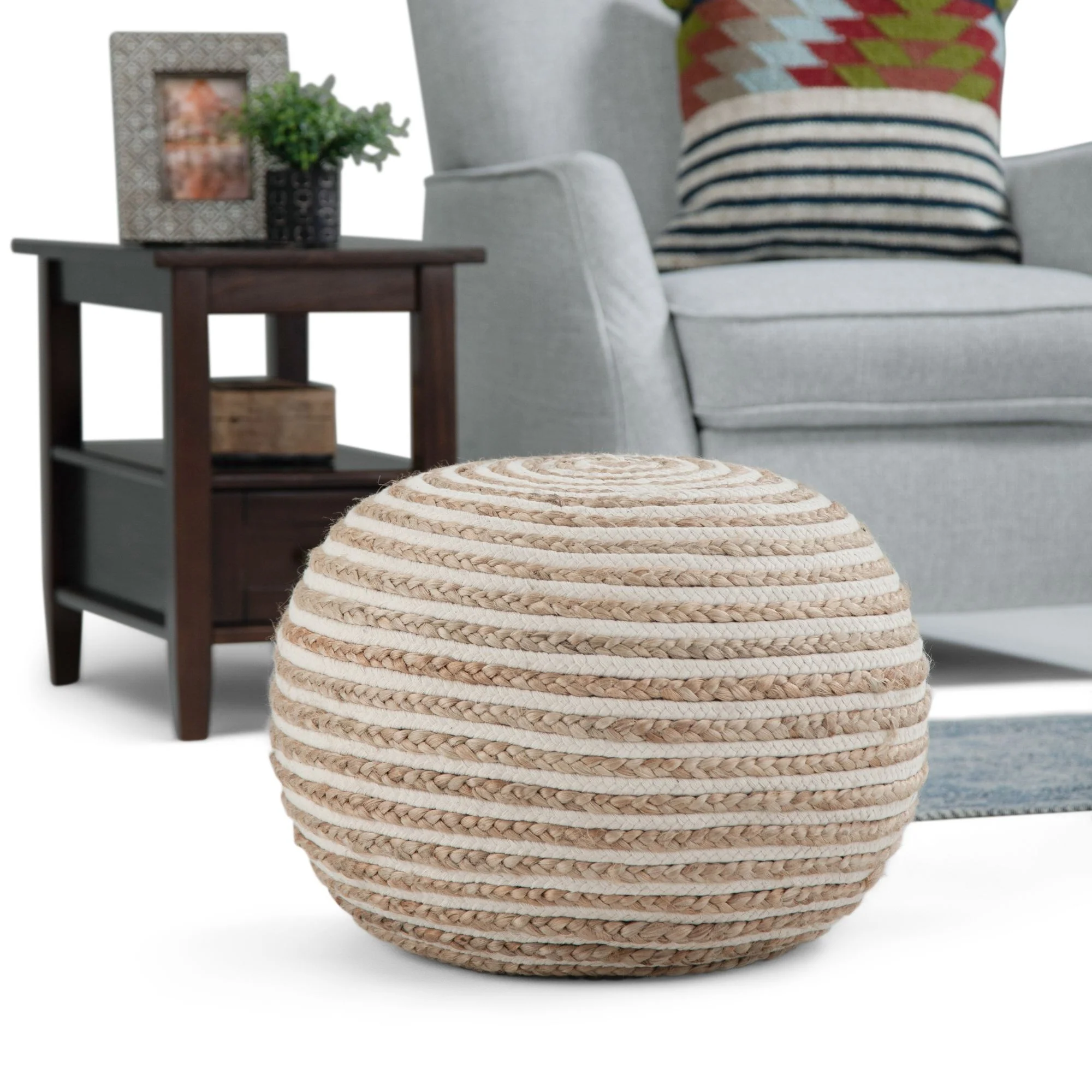 Yolanda - Round Pouf - Natural - Image 5