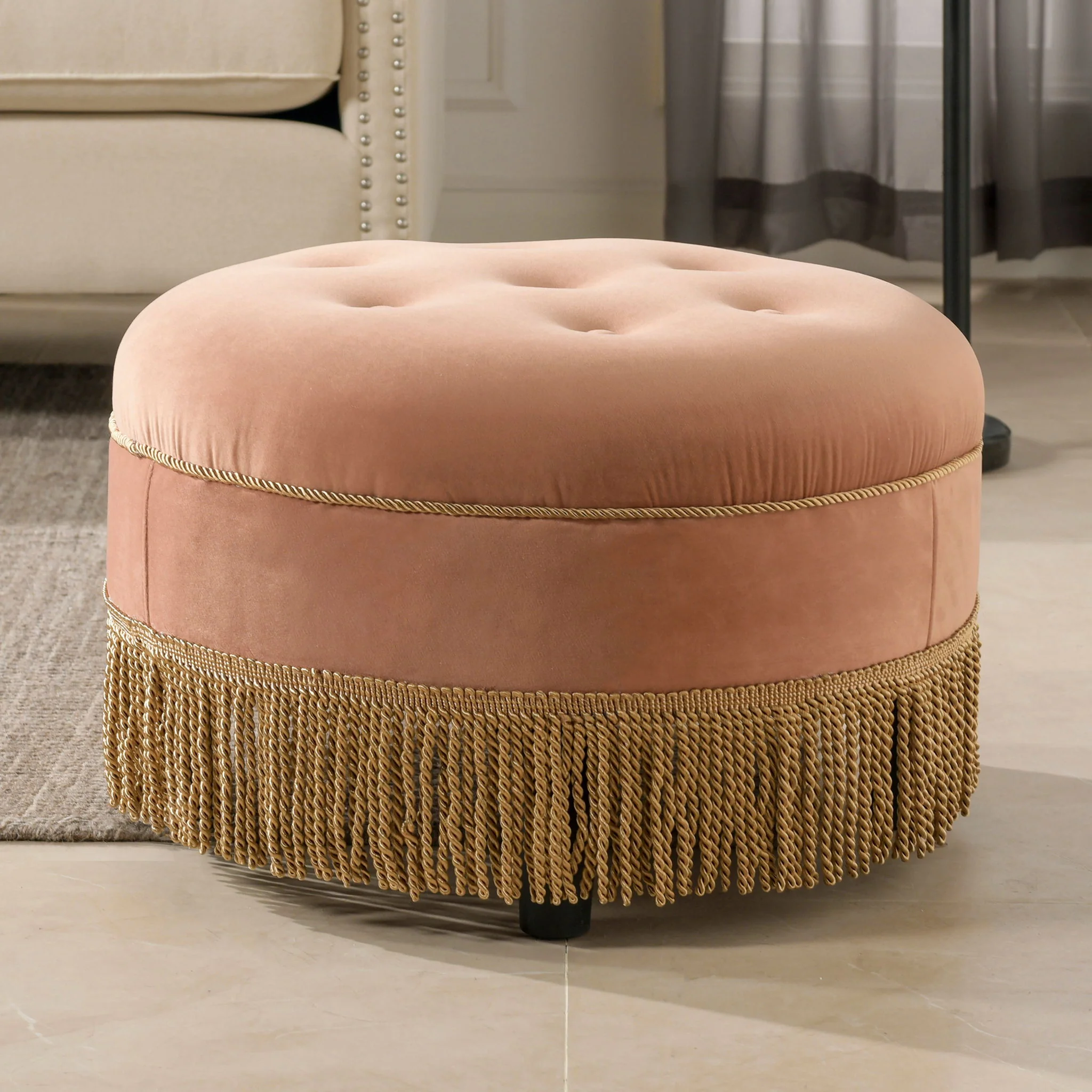 Yolanda - Round Upholstered Accent Ottoman - Image 7