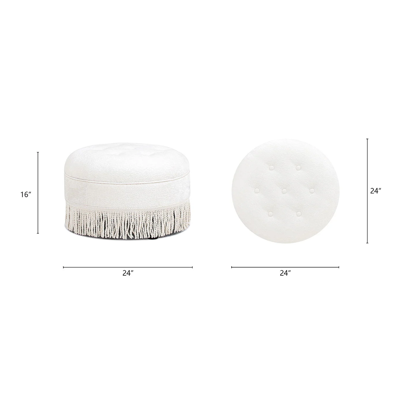 Yolanda - Round Upholstered Accent Ottoman - Almond White - Image 4