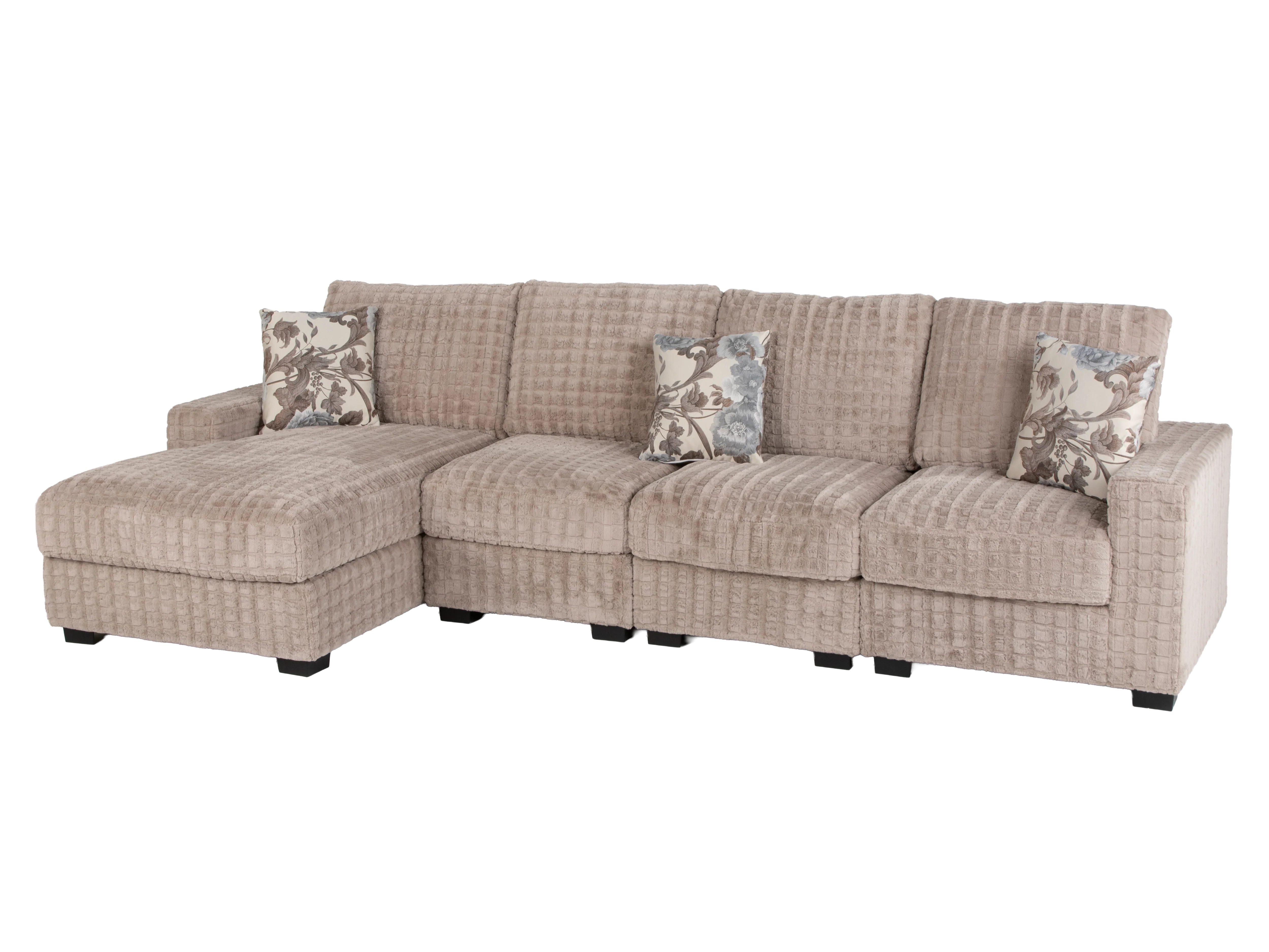 Yopin Dark Beige 3-Piece Sectional Sofa with Chaise and Pillows - Image 2