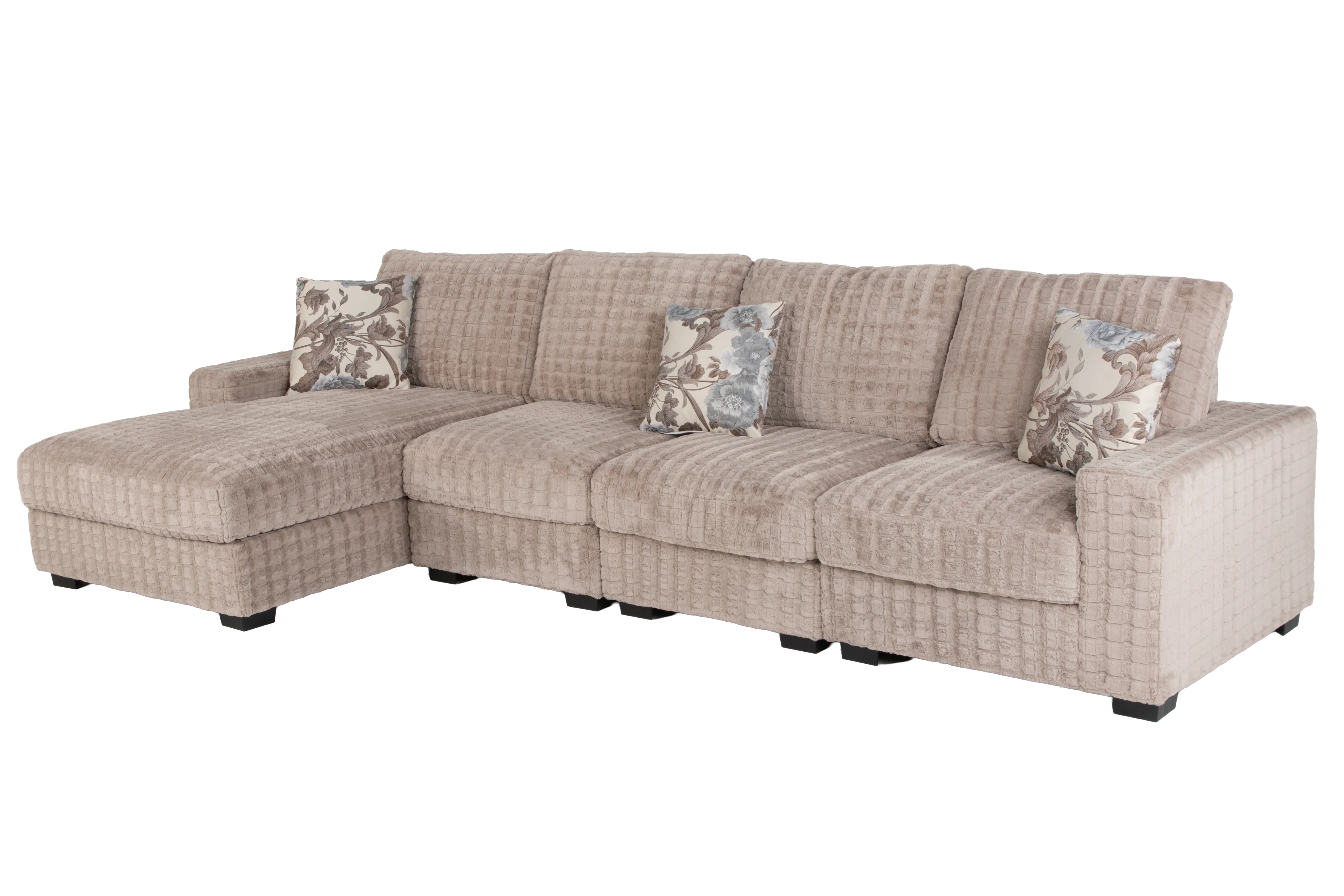 Yopin Dark Beige 3-Piece Sectional Sofa with Chaise and Pillows - Image 3