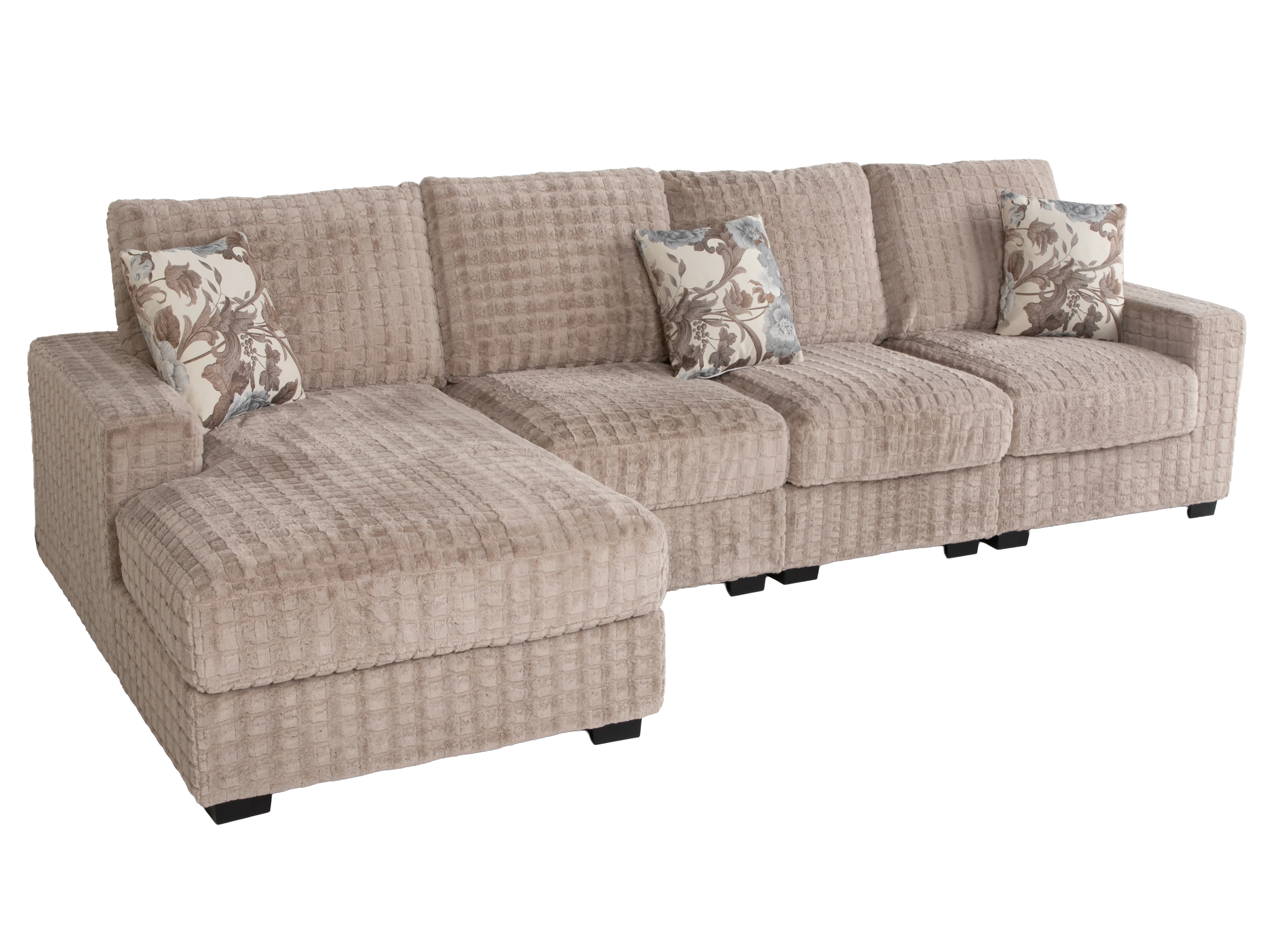 Yopin Dark Beige 3-Piece Sectional Sofa with Chaise and Pillows - Image 4