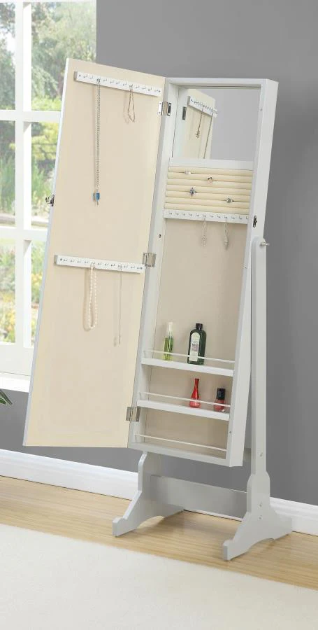 Yvonne - Cheval Mirror With Jewelry Storage - Dove Gray - Image 3