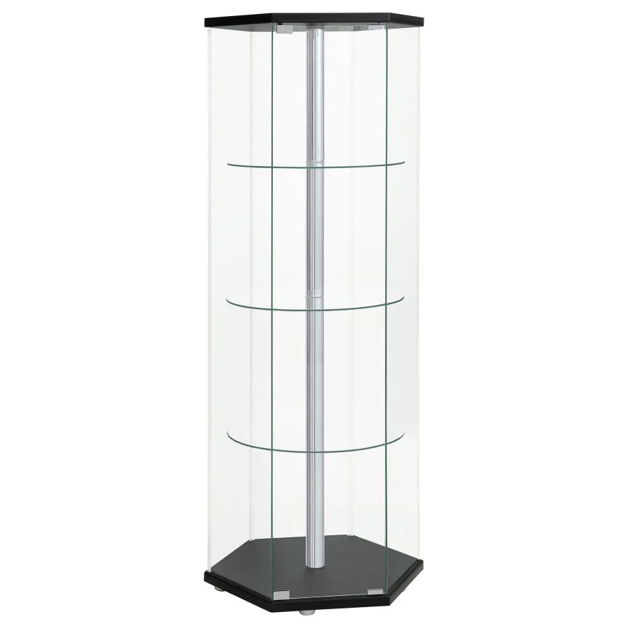 Zahavah - 4-Shelf Hexagonal Clear Glass Curio Cabinet - Image 2