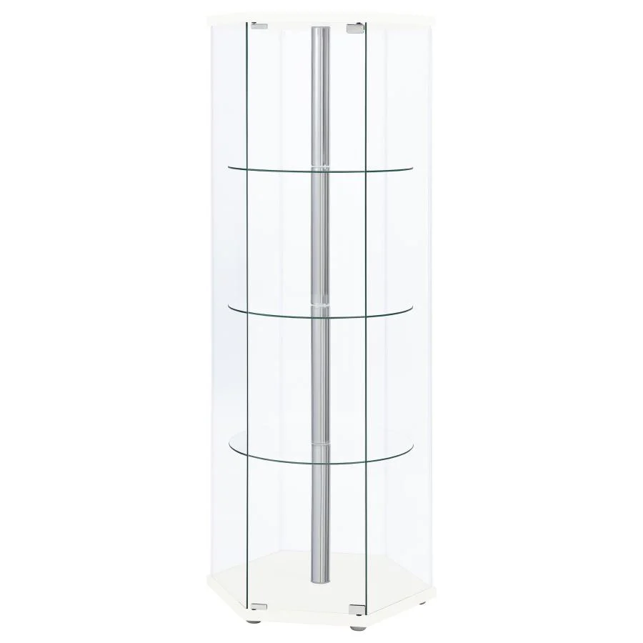 Zahavah - 4-Shelf Hexagonal Clear Glass Curio Cabinet - Image 7