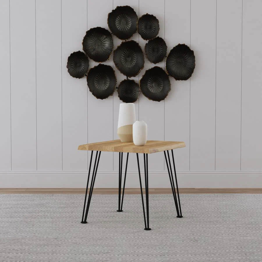 Zander Square Wood Top Coffee Table Natural Brown