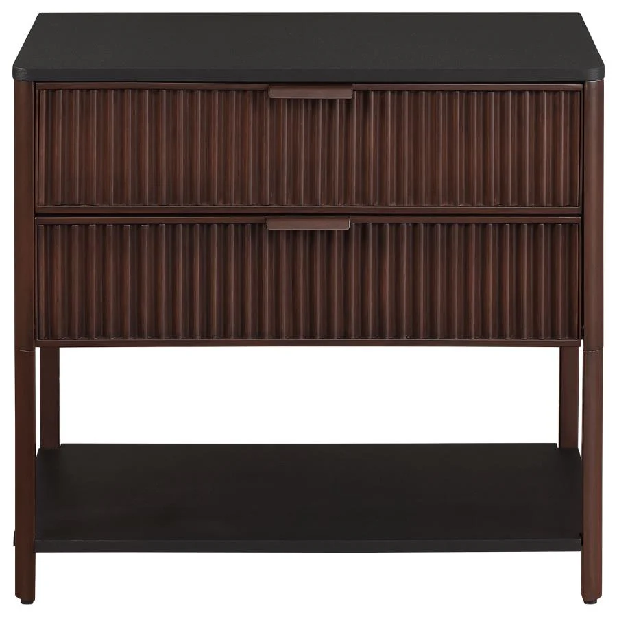 Zimmerlee - 2-Drawer Side Table with Shelf - Rust Brown - Image 3