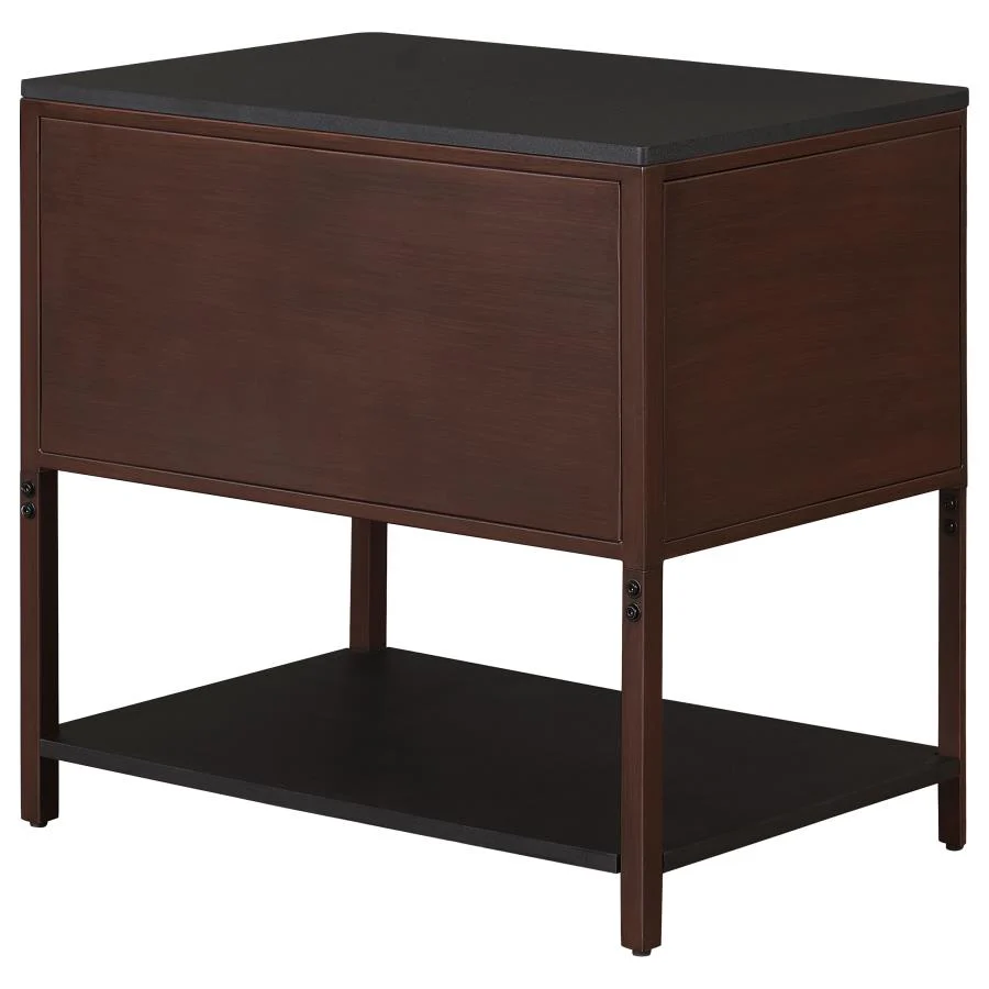 Zimmerlee - 2-Drawer Side Table with Shelf - Rust Brown - Image 7