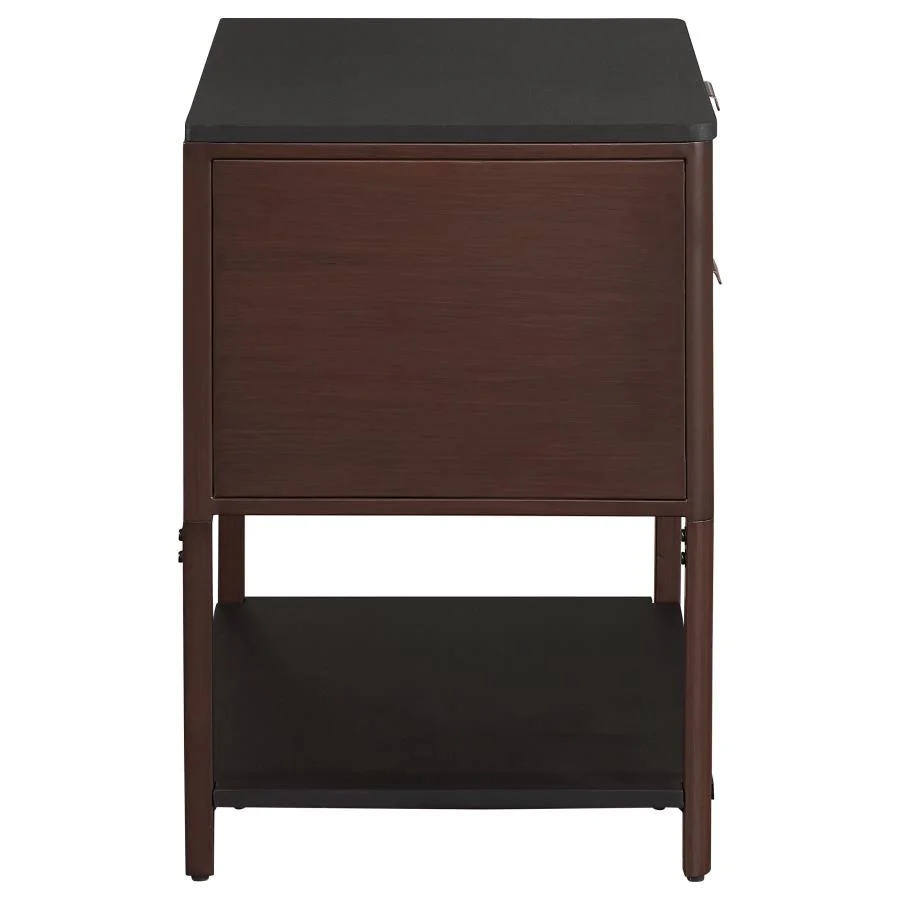 Zimmerlee - 2-Drawer Side Table with Shelf - Rust Brown - Image 8
