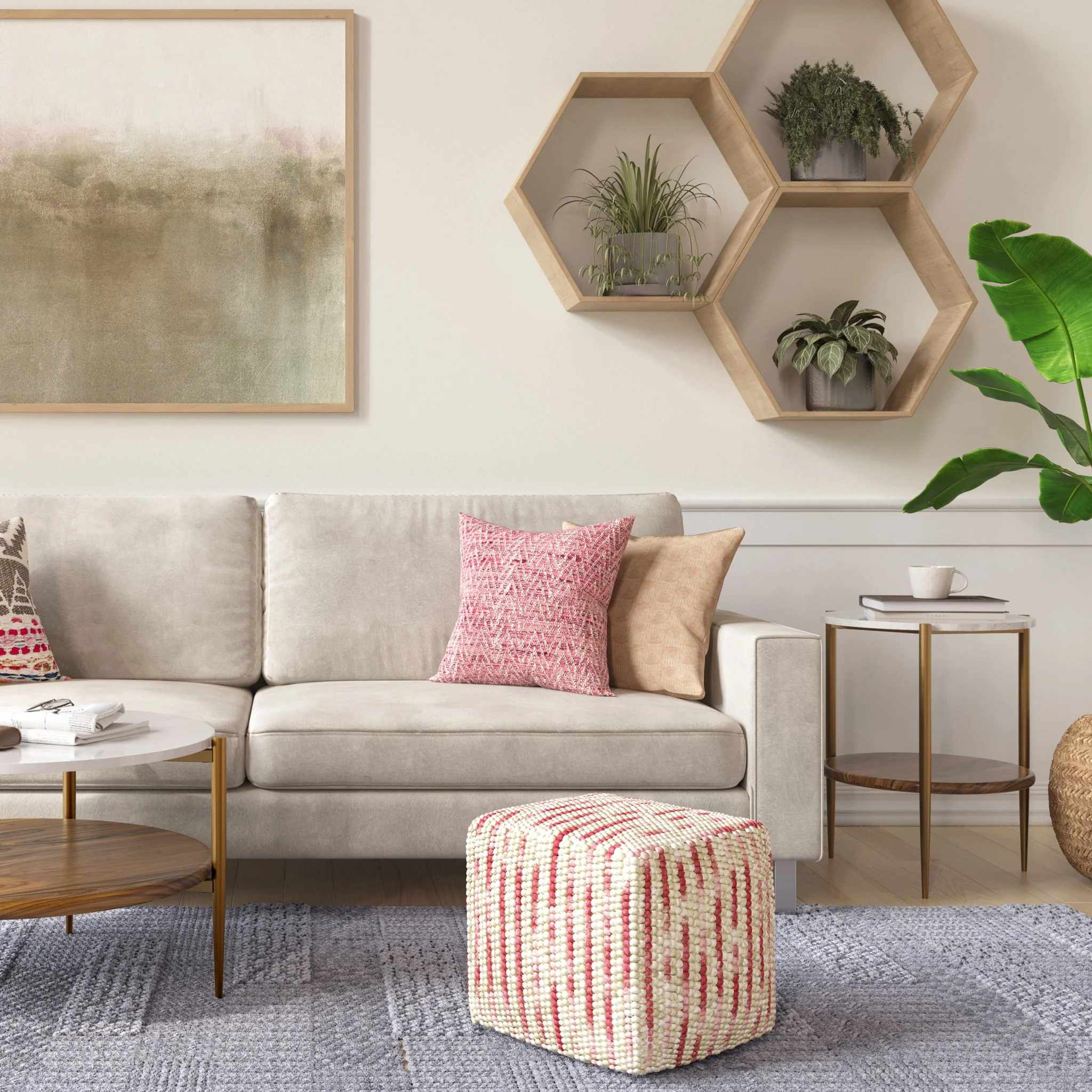 Zoey - Handcrafted Woven Cube Pouf - Image 5