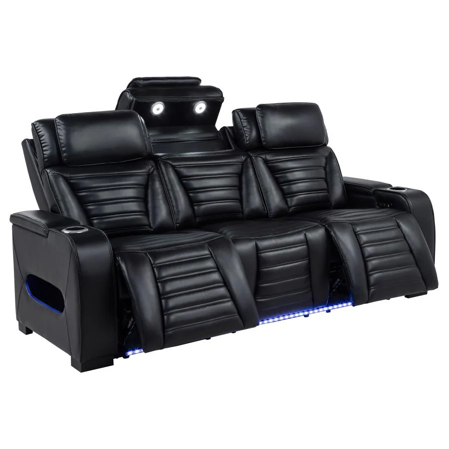 Zuma - Faux Leather Dual Power LED Sofa Set - Image 11