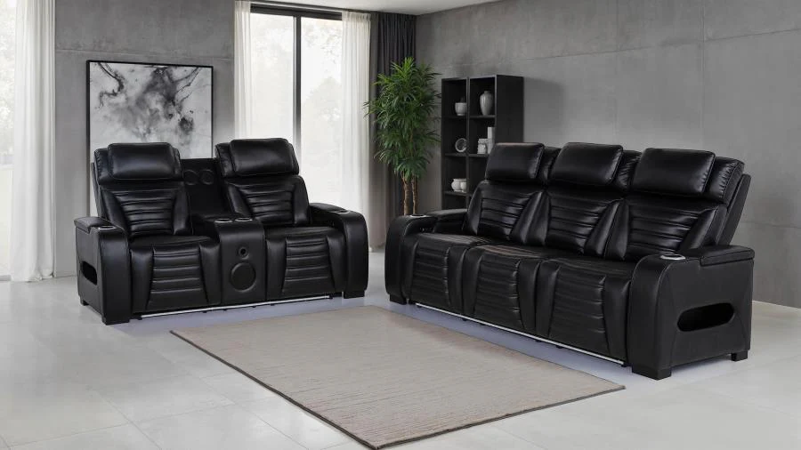 Zuma - Faux Leather Dual Power LED Sofa Set - Image 3