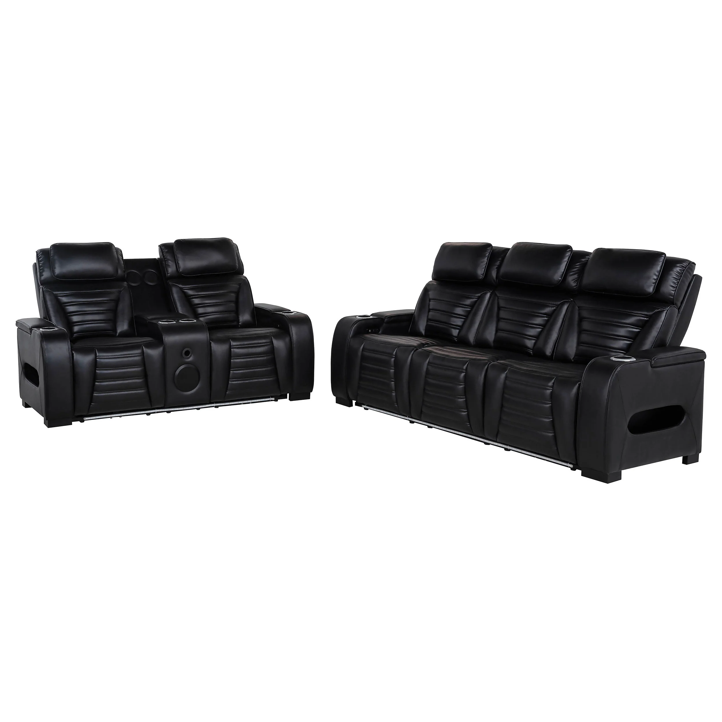 Zuma - Faux Leather Dual Power LED Sofa Set - Image 38