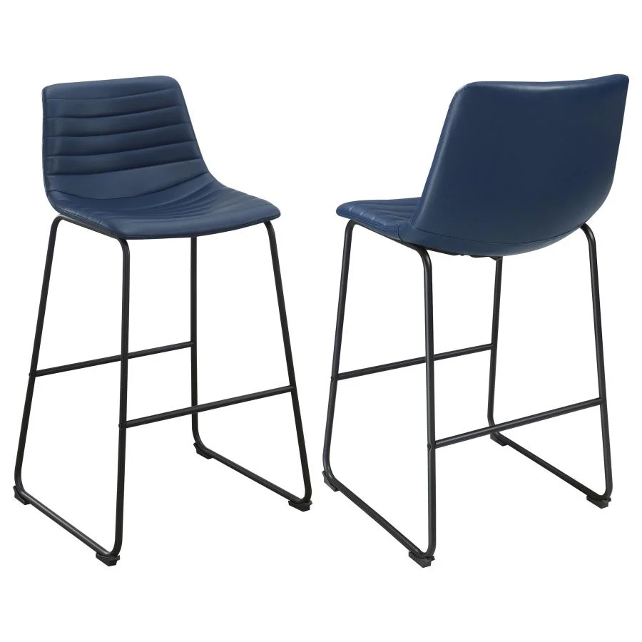 Zuni Faux Leather Upholstered Bar Chair Blue (Set of 2) - Image 10